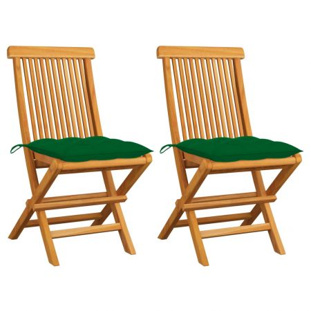Set 2 bucati scaune de gradina cu perne, verde