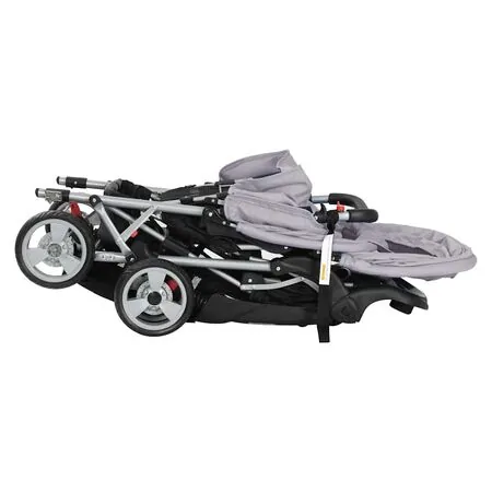  Cărucior în tandem, gri și negru, oțel 