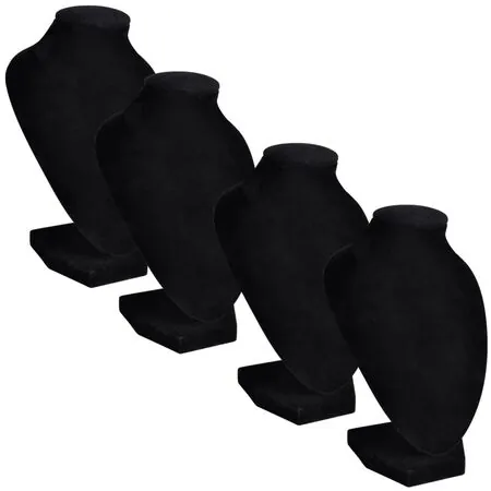Suport bijuterii flanel pentru colier, negru, 9 x 8,5 x 15 cm, 4 buc