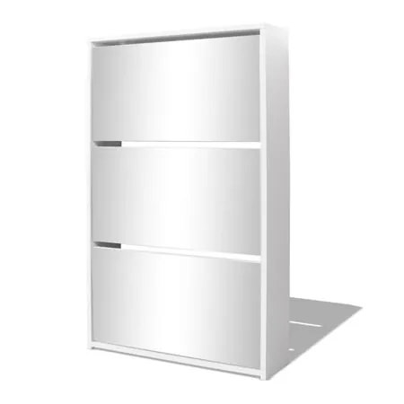  Pantofar cu oglindă și 3 niveluri, alb, 63 x 17 x 102,5 cm