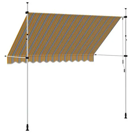  Copertină retractabilă manual, dungi galben și albastru, 300 cm