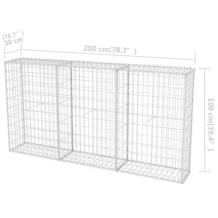  Coș gabion, 200 x 30 x 100 cm, oțel galvanizat  