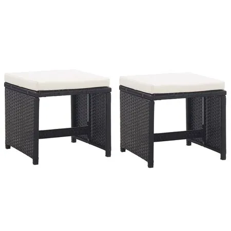 Set mobilier de exterior cu perne, 11 piese, negru, poliratan