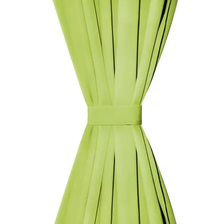  Draperii micro-satin cu bride, 2 buc, 140 x 245 cm, verde