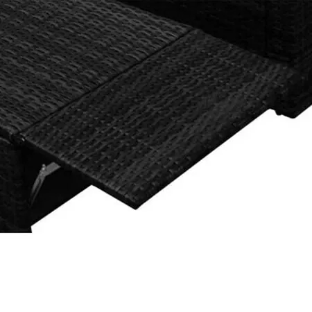  Set mobilier de grădină cu perne, 2 piese, negru, poliratan