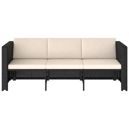  Set mobilier de grădină cu perne, 4 piese, negru, poliratan