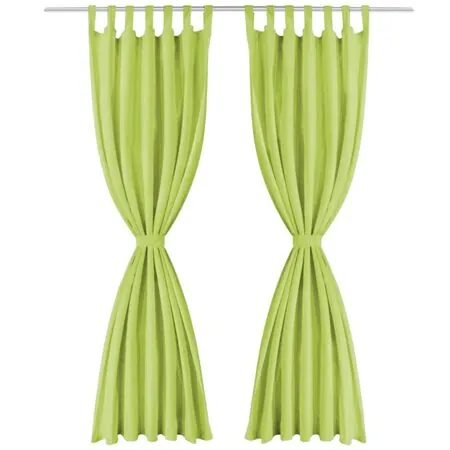  Draperii micro-satin cu bride, 2 buc, 140 x 245 cm, verde