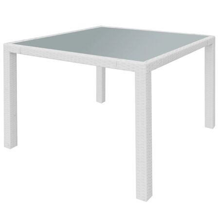  Set mobilier de exterior, 5 piese, alb crem, poliratan