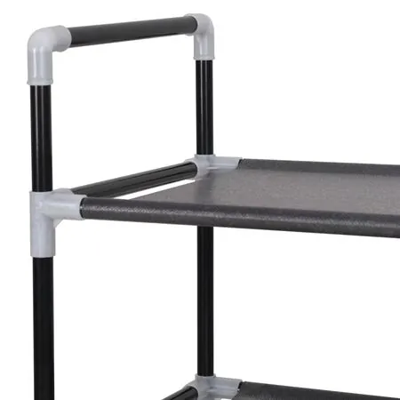  Raft încălțăminte cu 4 rafturi, Metal și textil nețesut, Negru