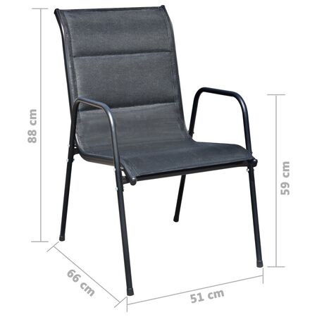  Set mobilier de exterior, 5 piese, negru, oțel