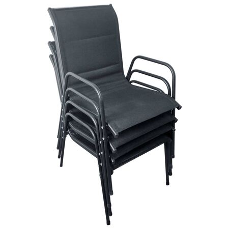  Set mobilier de exterior, 5 piese, negru, oțel