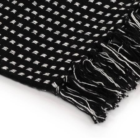 Pătură decorativă cu pătrățele, bumbac, 125 x 150 cm, negru