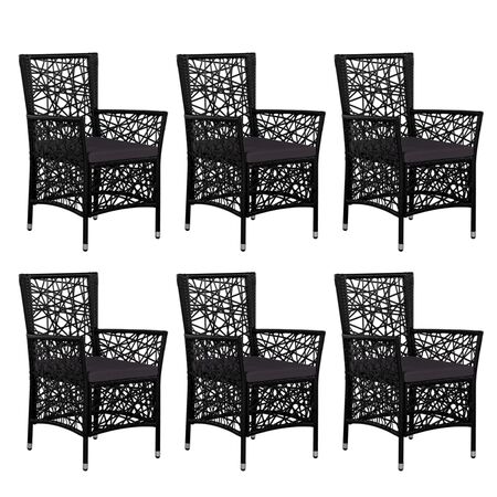  Set mobilier de exterior, 7 piese, negru, poliratan