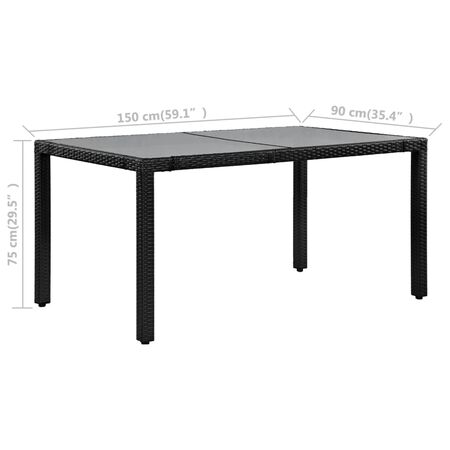  Set mobilier de exterior, 7 piese, negru, poliratan