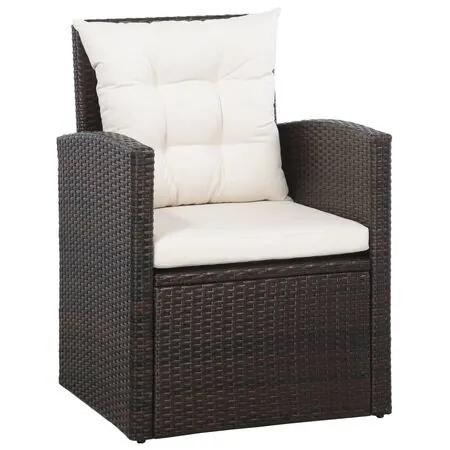  Set mobilier de grădină cu perne, 5 piese, maro, poliratan