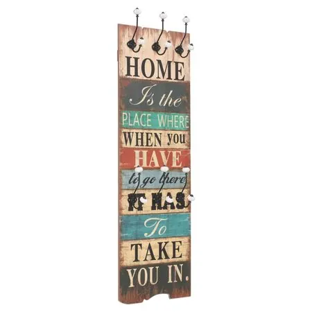  Cuier de perete cu 6 cârlige, 120 x 40 cm, HOME IS 