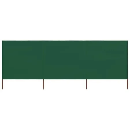  Paravan anti-vânt cu 3 panouri, verde, 400x120 cm, textil