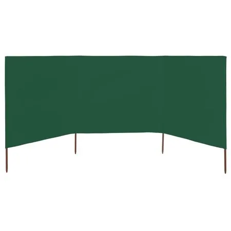  Paravan anti-vânt cu 3 panouri, verde, 400x120 cm, textil