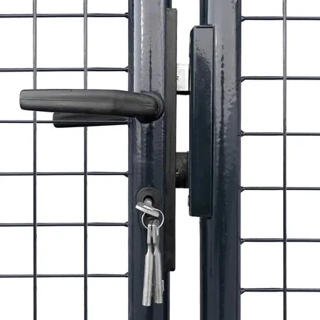  Poartă din plasă de grădină, gri, 289x150 cm, oțel galvanizat