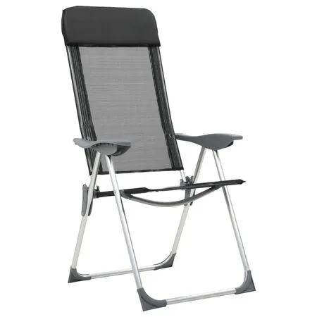  Scaune de camping pliante, 4 buc., negru, aluminiu