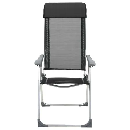  Scaune de camping pliante, 4 buc., negru, aluminiu