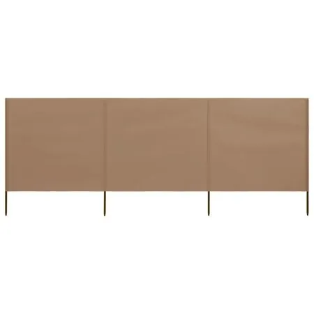  Paravan anti-vânt cu 3 panouri, gri taupe, 400x120 cm, textil