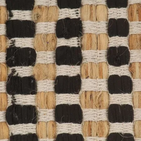  Set covoraș baie lucrat manual, natural și negru, iută textil