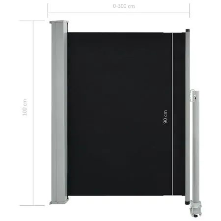  Copertină laterală retractabilă de terasă, negru, 100 x 300 cm