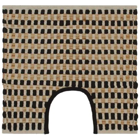  Set covoraș baie lucrat manual, natural și negru, iută textil