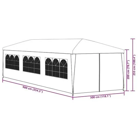  Cort pentru petrecere, 3 x 9 m, antracit