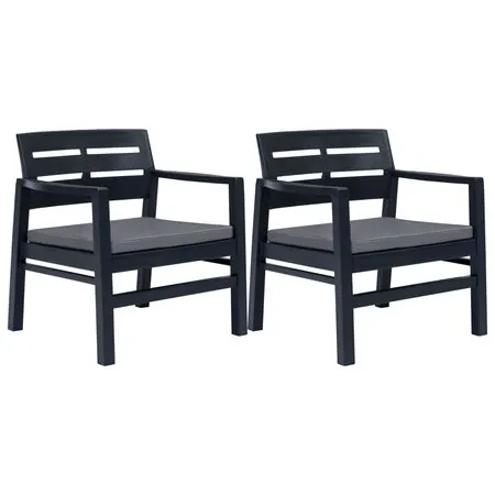  Set mobilier de grădină, 3 piese, antracit, plastic