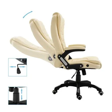  Scaun de birou, crem, piele ecologică