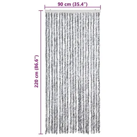  Perdea pentru insecte, alb și gri, 90x220 cm, Chenille