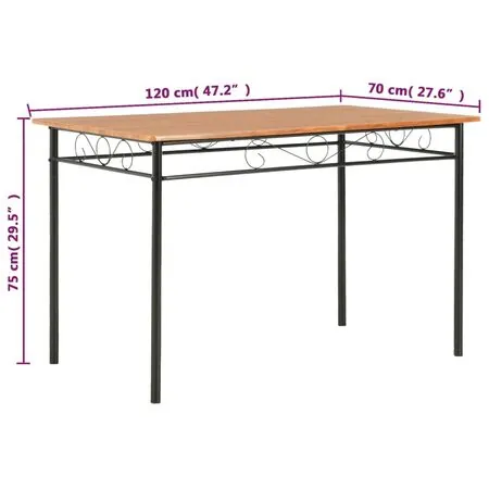  Masă de bucătărie, maro, 120 x 70 x 75 cm, MDF
