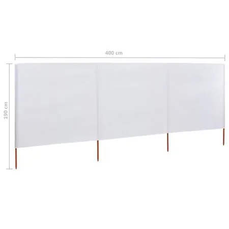  Paravan anti-vânt cu 3 panouri, nisipiu, 400 x 160 cm, textil