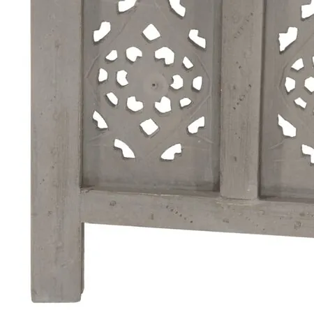  Paravan cameră sculptat manual 4 panouri gri 160x165 cm mango