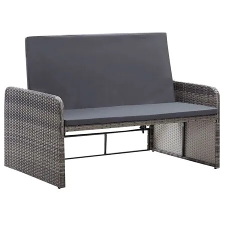  Set mobilier de grădină cu perne, 2 piese, gri, poliratan