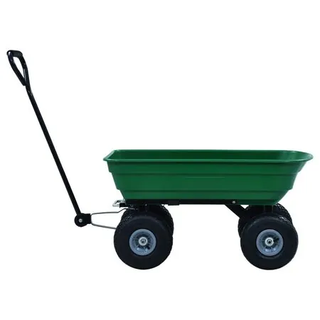  Cărucior manual de grădină basculabil, verde, 300 kg, 75 L
