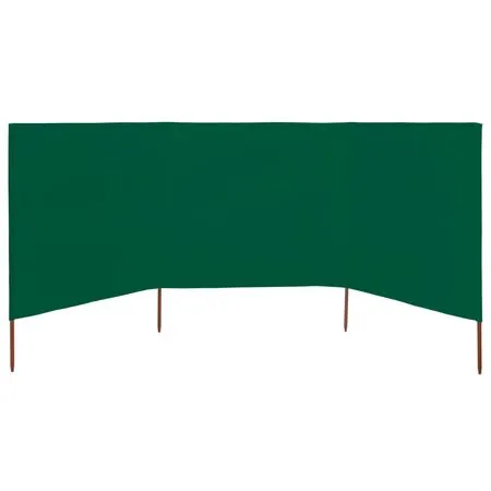  Paravan anti-vânt cu 3 panouri, verde, 400 x 80 cm, textil