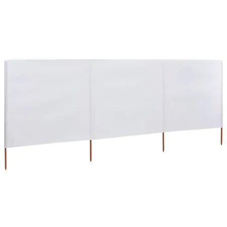  Paravan anti-vânt cu 3 panouri, nisipiu, 400 x 160 cm, textil