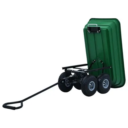  Cărucior manual de grădină basculabil, verde, 300 kg, 75 L