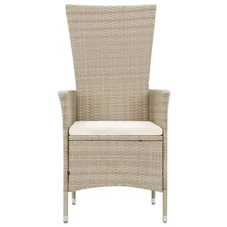  Set mobilier de exterior cu perne, 9 piese, bej, poliratan