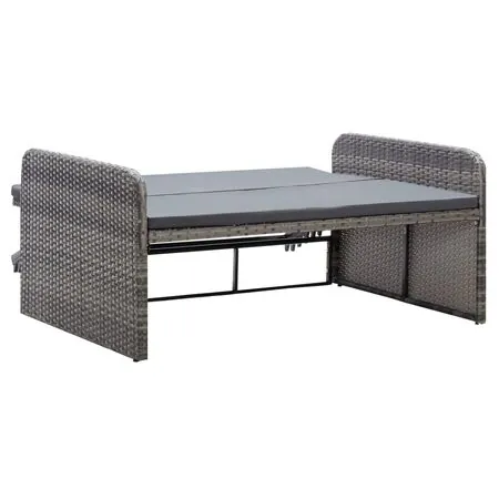  Set mobilier de grădină cu perne, 2 piese, gri, poliratan