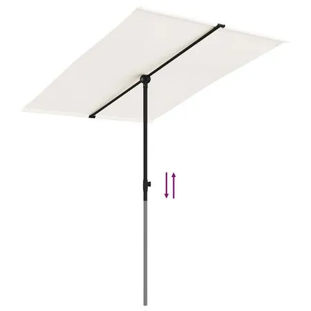  Umbrelă de soare de grădină stâlp aluminiu alb nisipiu 2x1,5 m