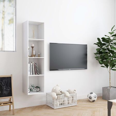  Bibliotecă/Comodă TV, alb, 143x30x36 cm