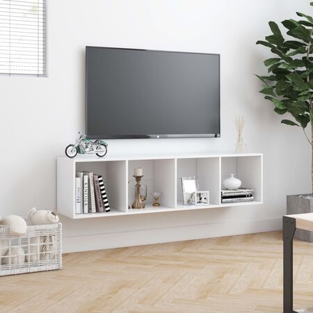  Bibliotecă/Comodă TV, alb, 143x30x36 cm
