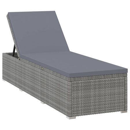  Șezlong cu pernă, gri, poliratan