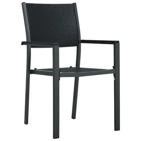  Scaune de grădină, 4 buc., negru, plastic, aspect ratan