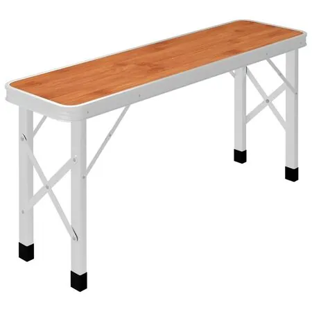  Masă de camping pliabilă cu 2 bănci, maro, aluminiu