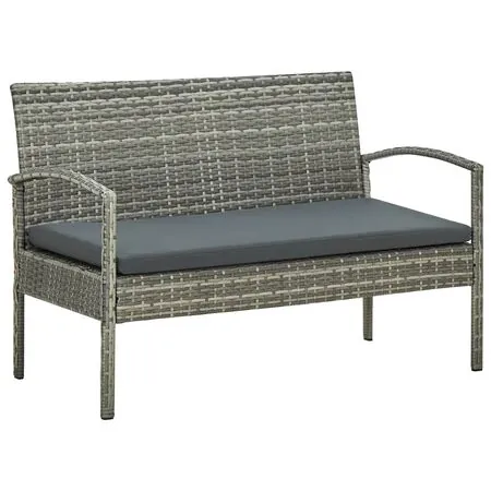  Set mobilier de grădină cu perne, 4 piese, gri, poliratan